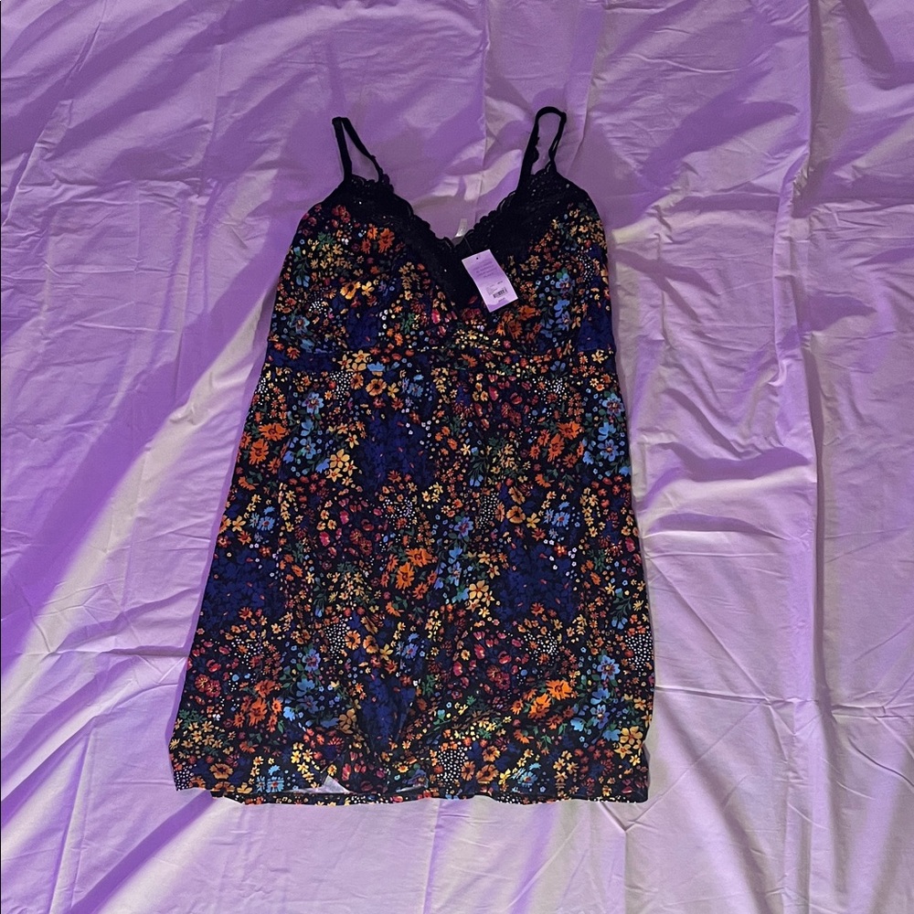 Cacique Black Floral Lace-Trim sleepwear